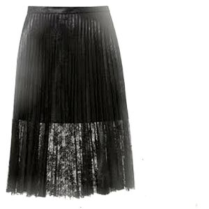 TOPSHOP Skirt Black Lace Pleated Flare Midi Skirt